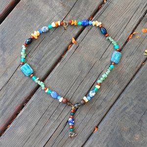 Jasper Yellow Opal Silver Cat Necklace